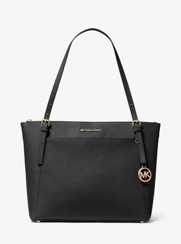 Damske Prenosná Taška Michael Kors Voyager Large Saffiano Leather Top-Zip Čierne - Kabelky Michael Kors Slevy | MDVQJ-9342